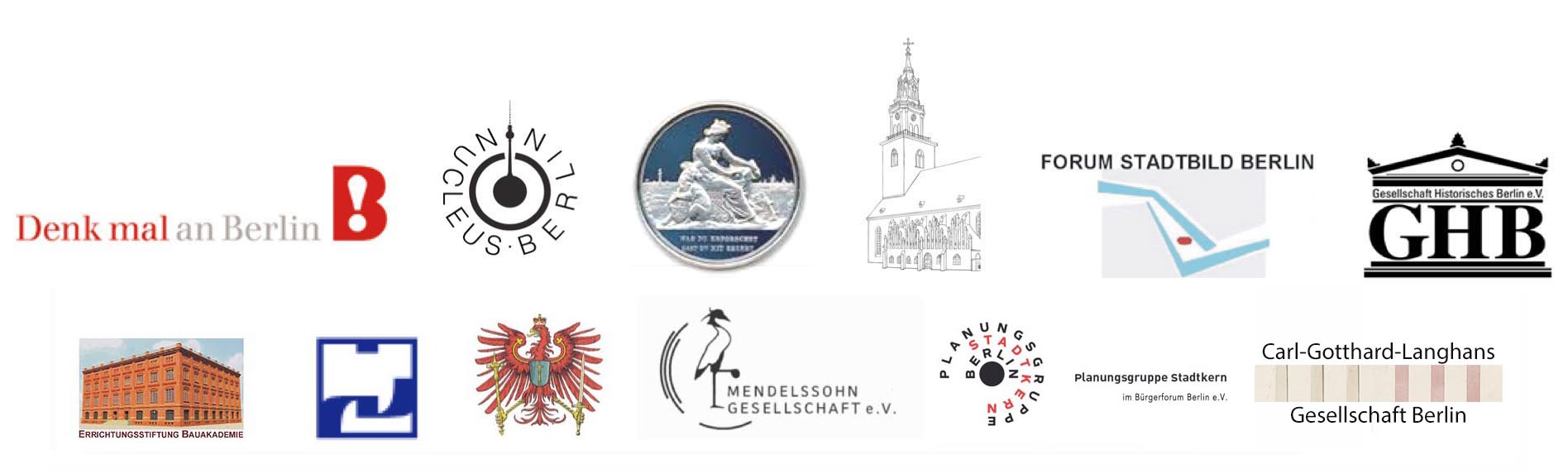 Logos der Vereine des Bürgerforums Berlin eV_mit Bauakademie_ohne Werkbund_mit Planungsgruppe mit Langhans